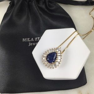Sapphire fusion  Drop Necklace 18K gold plated